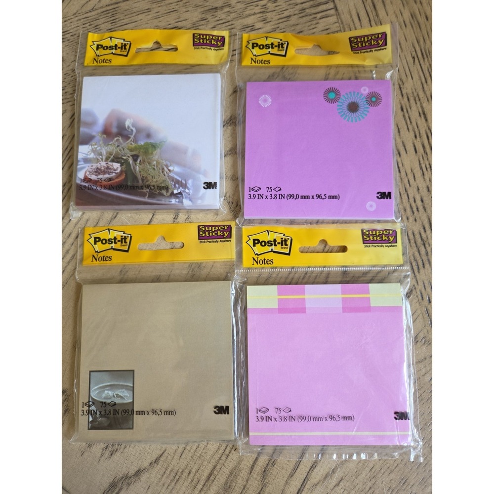 Post It Notes Lot Of 4 Designs New 300 Sheets Post-It Notes Super Sticky